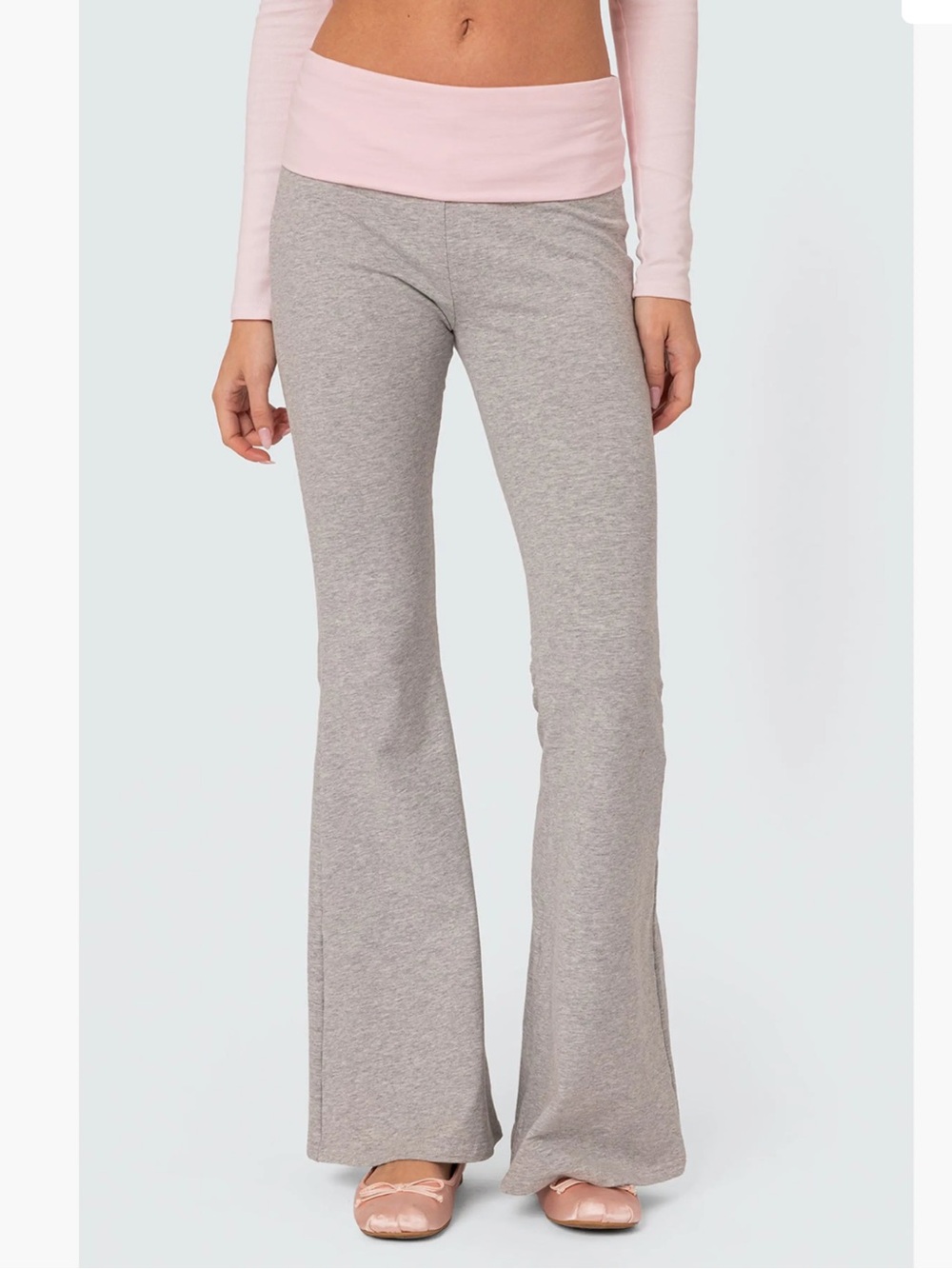 EDIKTED Molly Contrast Flare Leggings Gray Melange - small